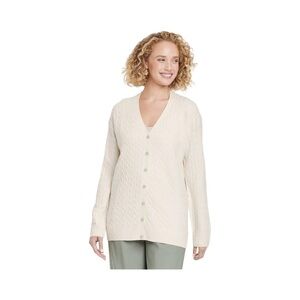 A New Day Button Down Cable Cardigan Sweater Cream NWT Size XXL